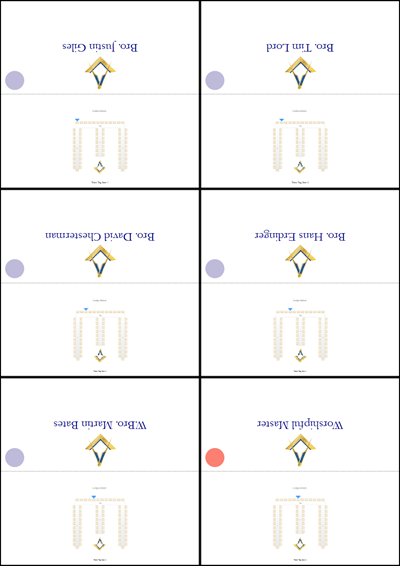 place cards showing seat assigned