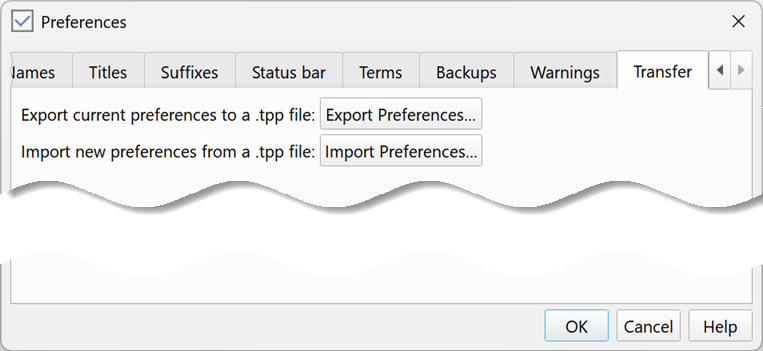 Export and import preferences