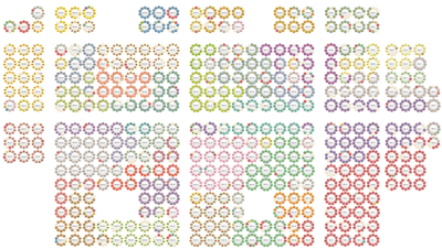 a 3900 seat gala dinner floor plan with guests coloured by type