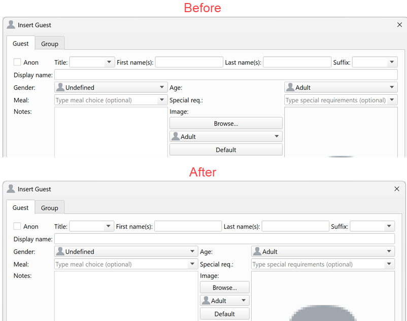 Guest properties layout