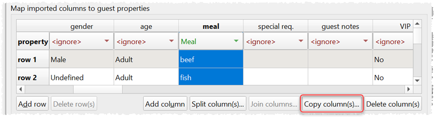 Import copy columns