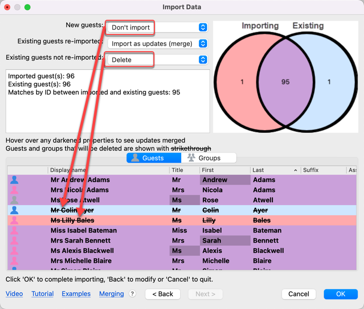 Import data delete