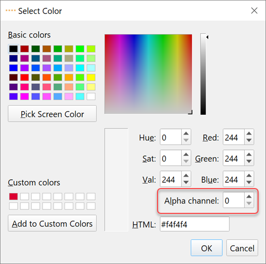 setting a transparent colour