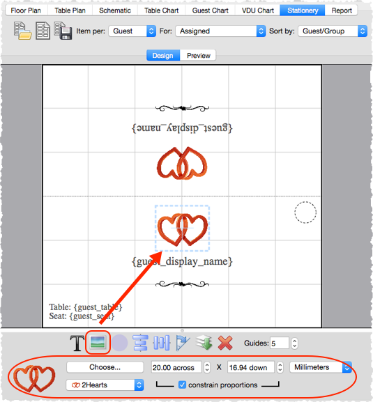 adding images to place cards