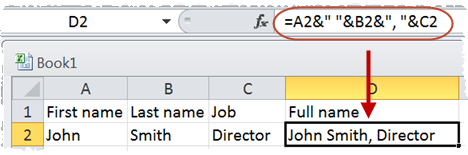 join name columns in Excel