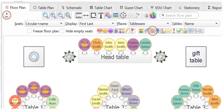 show groups in the floor plan