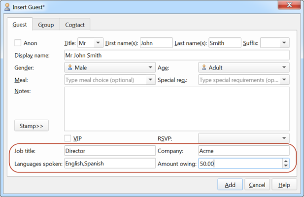 guest custom fields