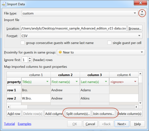 splitting and joining columns