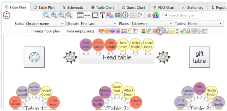 show meals in the floor plan