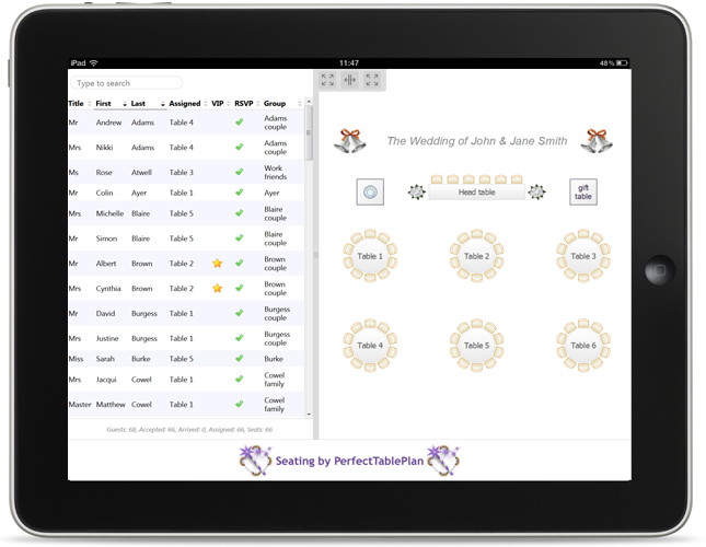 iPad seating chart