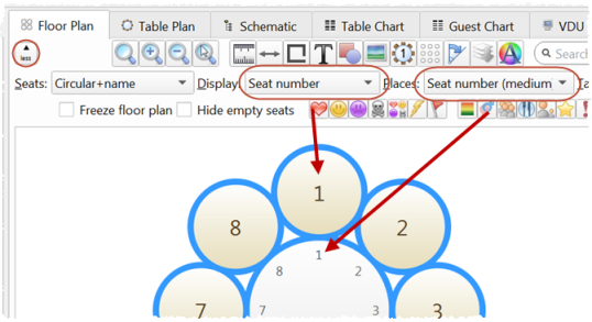 show table plan seat numbers