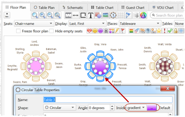 change table colour on the floor plan