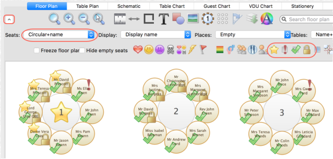 show VIP/Special/RSVP/locked status in the floor plan