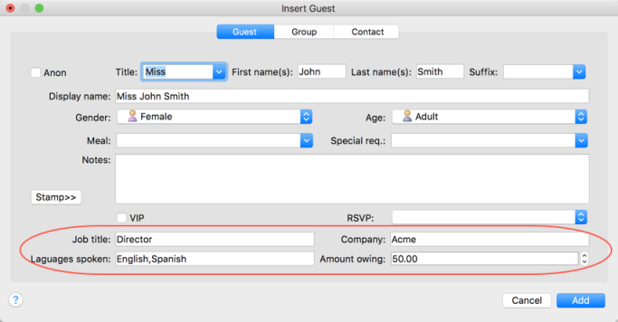 guest custom fields