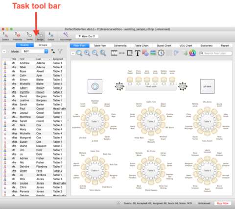 PerfectTablePlan main window