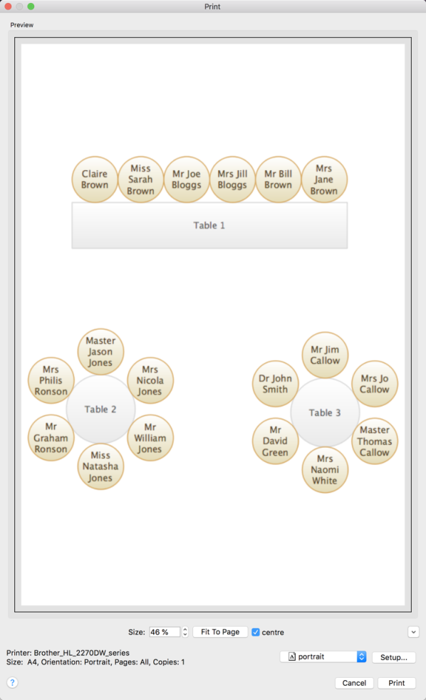 print table plan