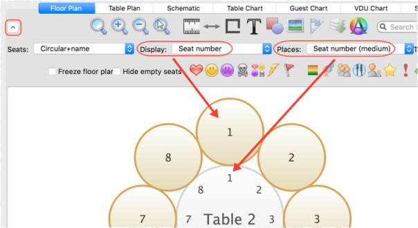 show table plan seat numbers