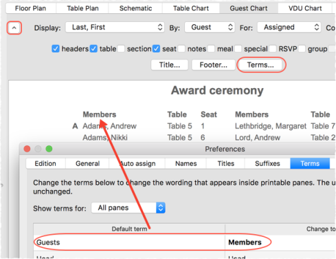 seating chart