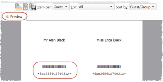 barcode on place card