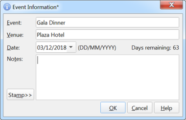 event information window