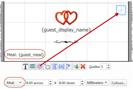 display meal on place card