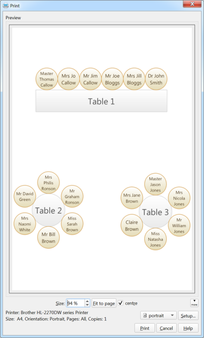 print table plan