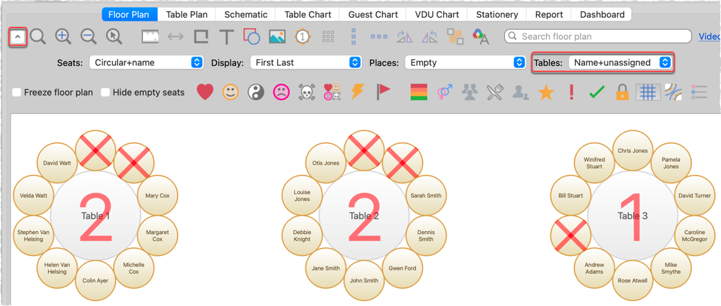 show unassigned seats in floor plan
