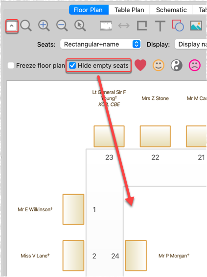 hide empty seats in a floor plan