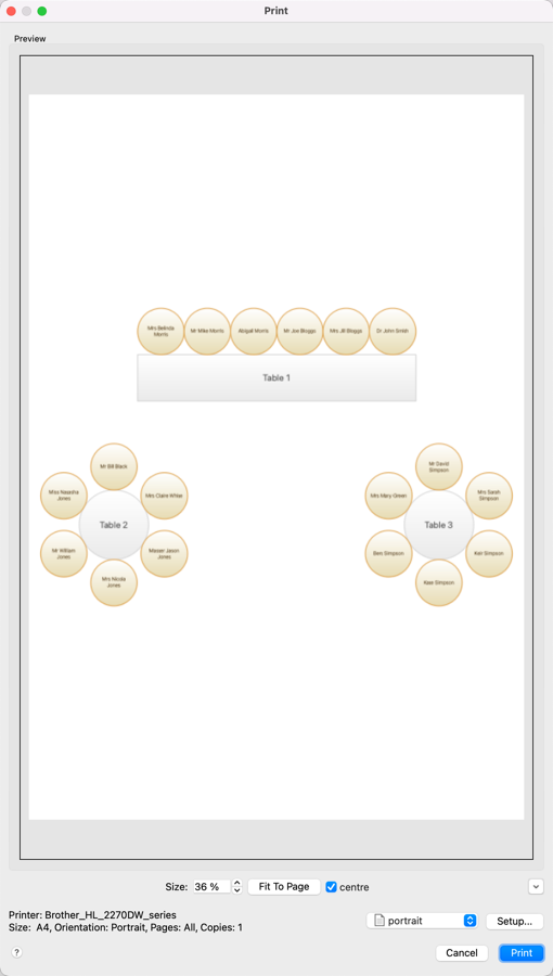 print table plan