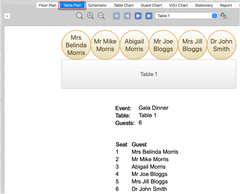 table plan pane