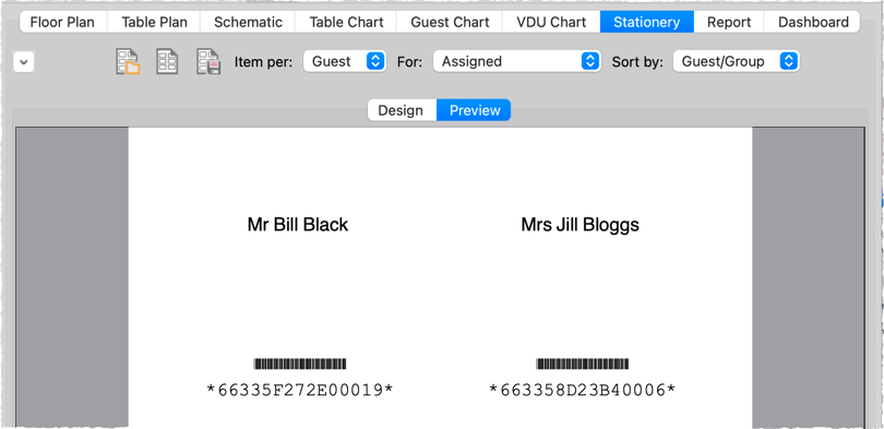 barcode on place card