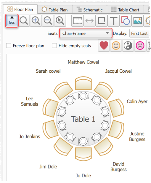 seating plan names