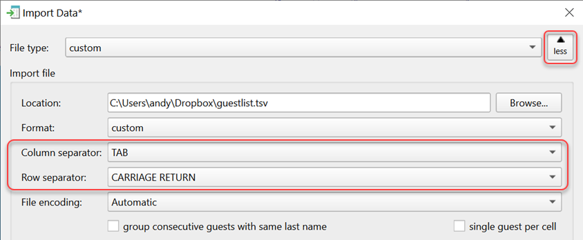 input file format