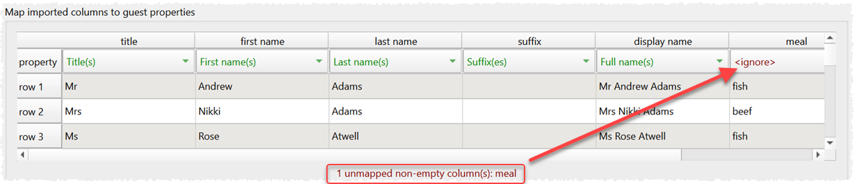Unmapped input column warning