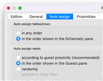 automatic seat assignment by guest order