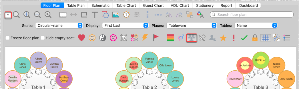 show groups in the floor plan
