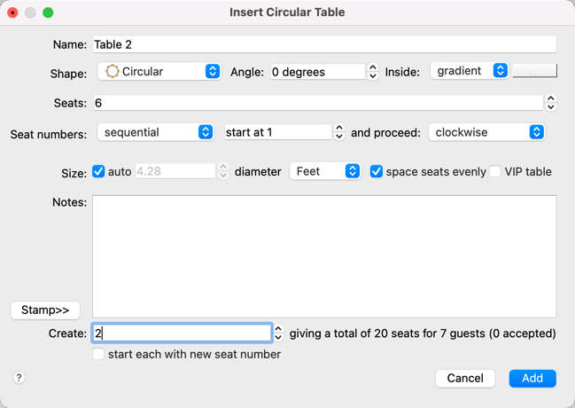 Insert circular table window