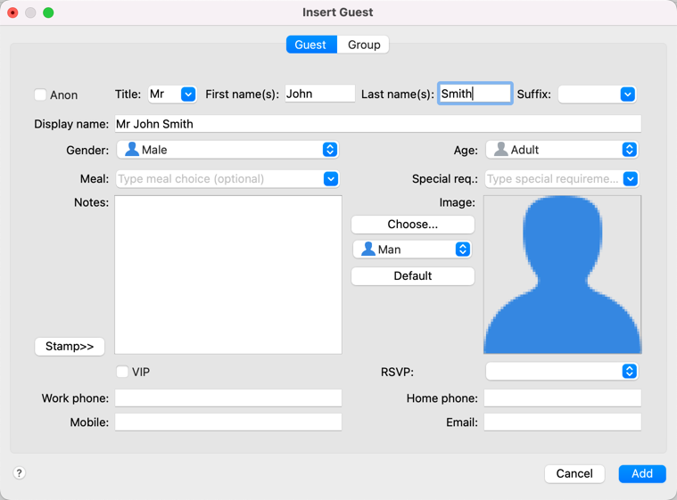 Insert guest window Insert guest window