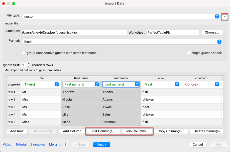 splitting and joining columns
