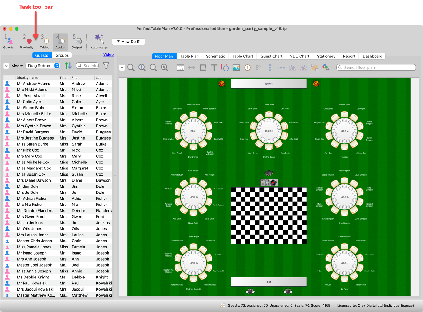 PerfectTablePlan main window