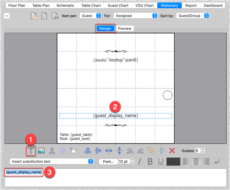 merge names into place cards