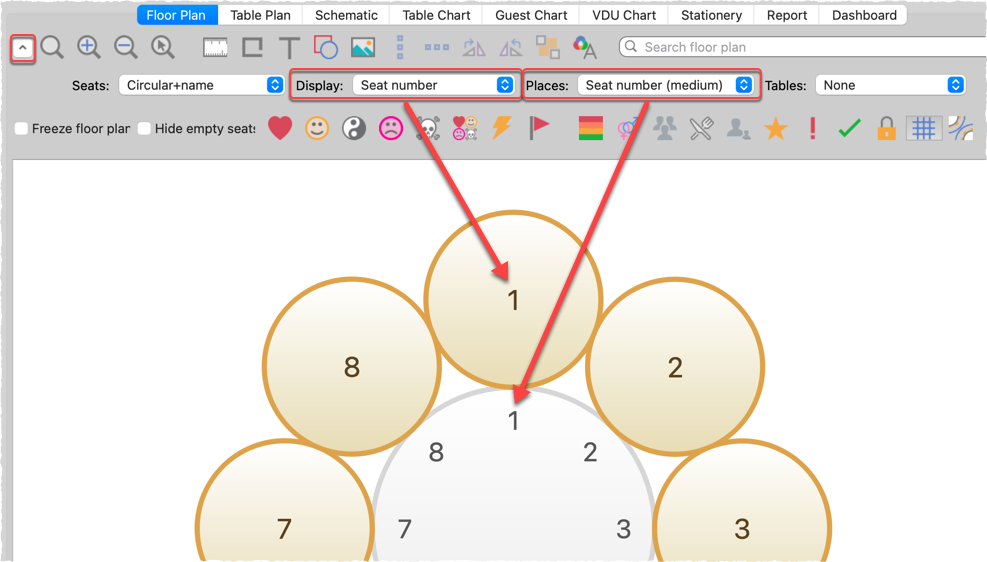 show table plan seat numbers