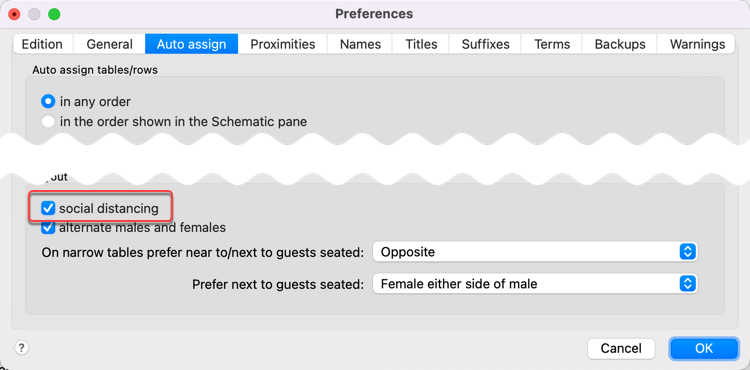 social distancing seating plan