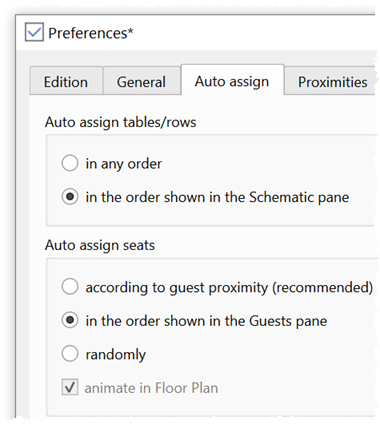 automatic seat assignment by guest order