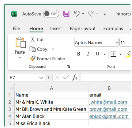 import excel guest list