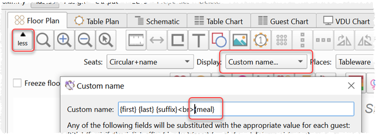 floor plan custom name with meal
