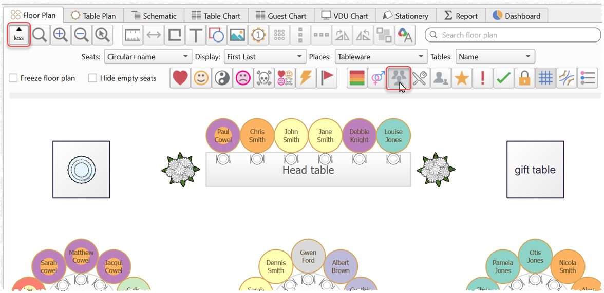 show groups in the floor plan