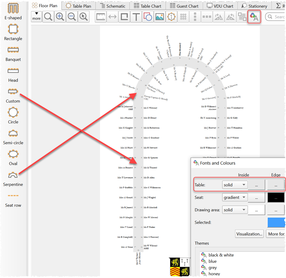 horseshoe shaped table