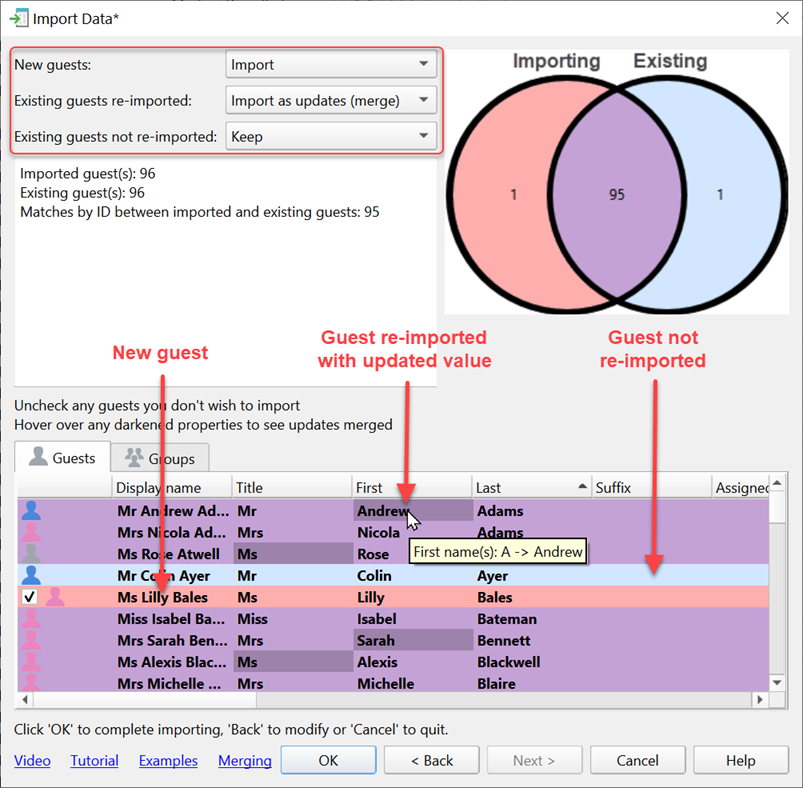 Merging guests during import