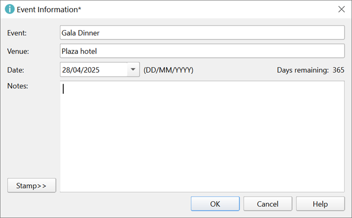event information window event information window